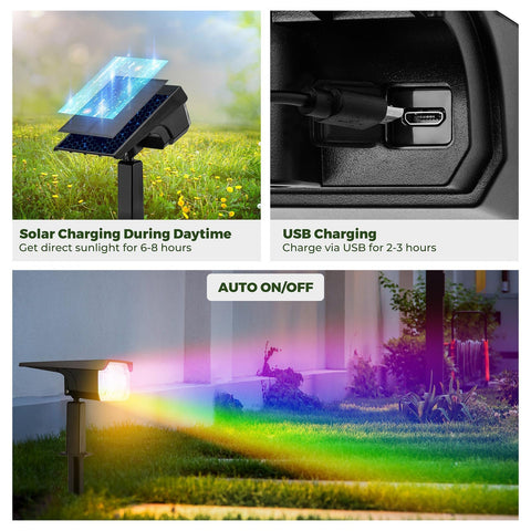 Kingsyard solar lights ground stake installation for easy, quick landscape setup.