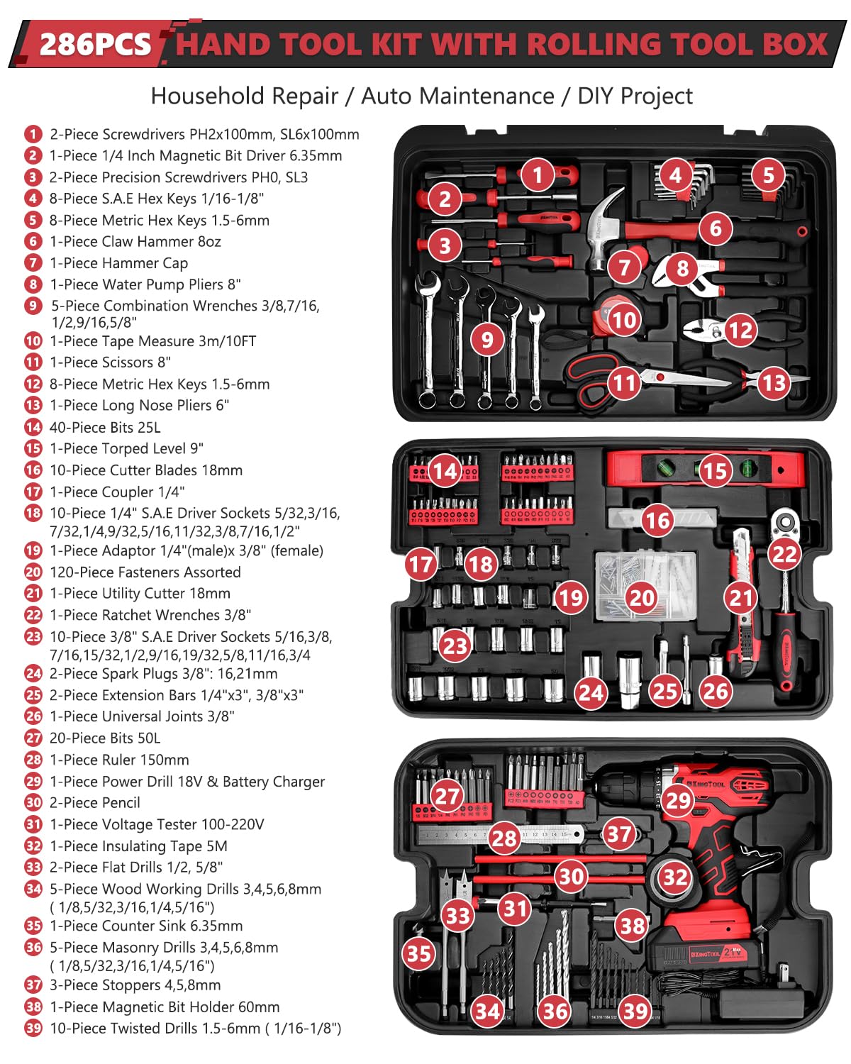 KingTool 21V cordless drill ready for quick home repairs.