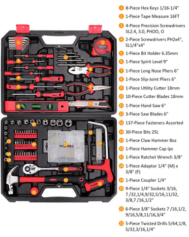KingTool 226-piece set with wrenches for versatile home projects.