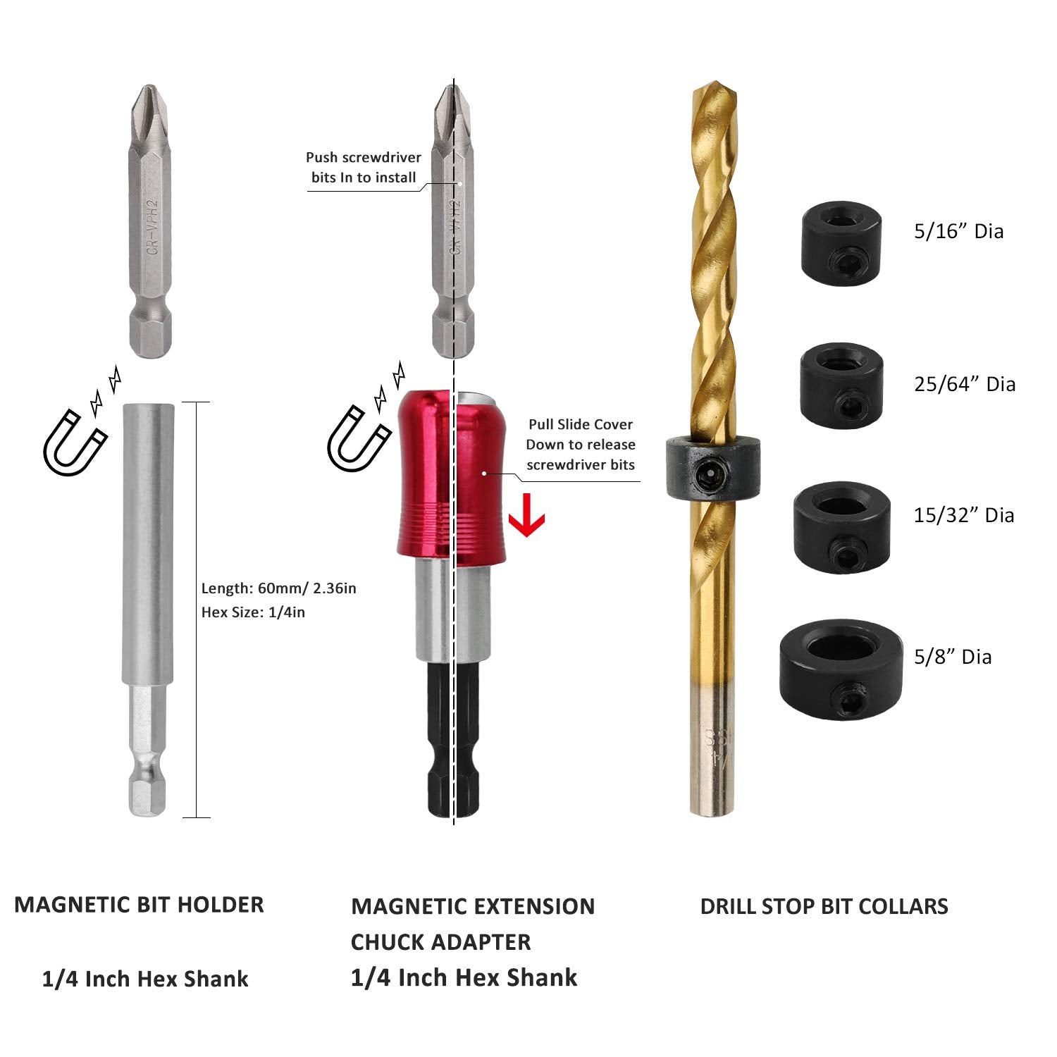 KingTool wood drill bits closeup suitable for wood and composite materials.