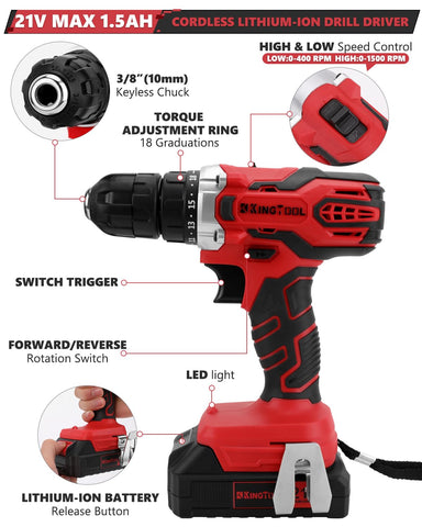 KingTool drill bits set with 82 pieces for versatile drilling tasks.