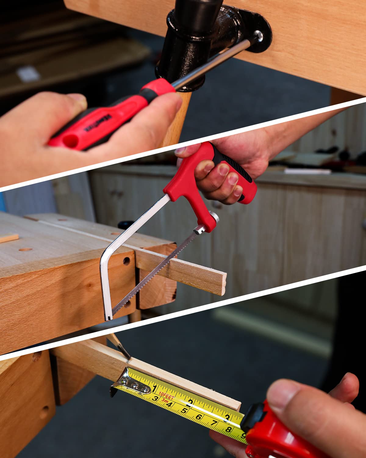 KingTool hammer, pliers, and tape measure for everyday fixes.