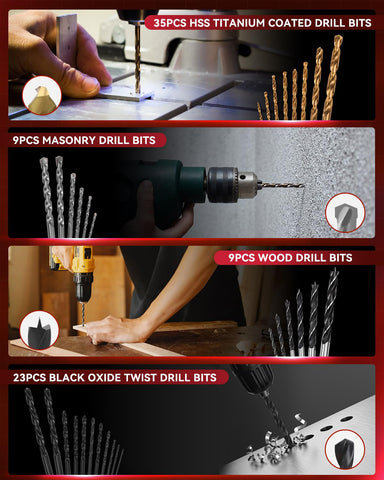 KingTool HSS masonry wood drill bits for versatile drilling projects.