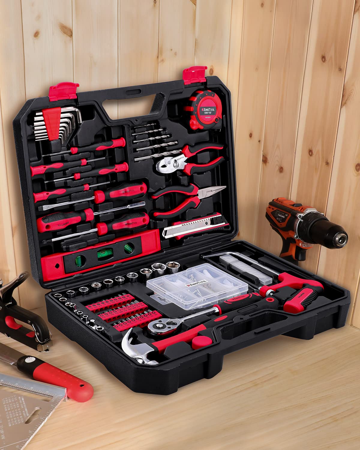 KingTool socket set for rapid 1/4–3/8 inch fittings.