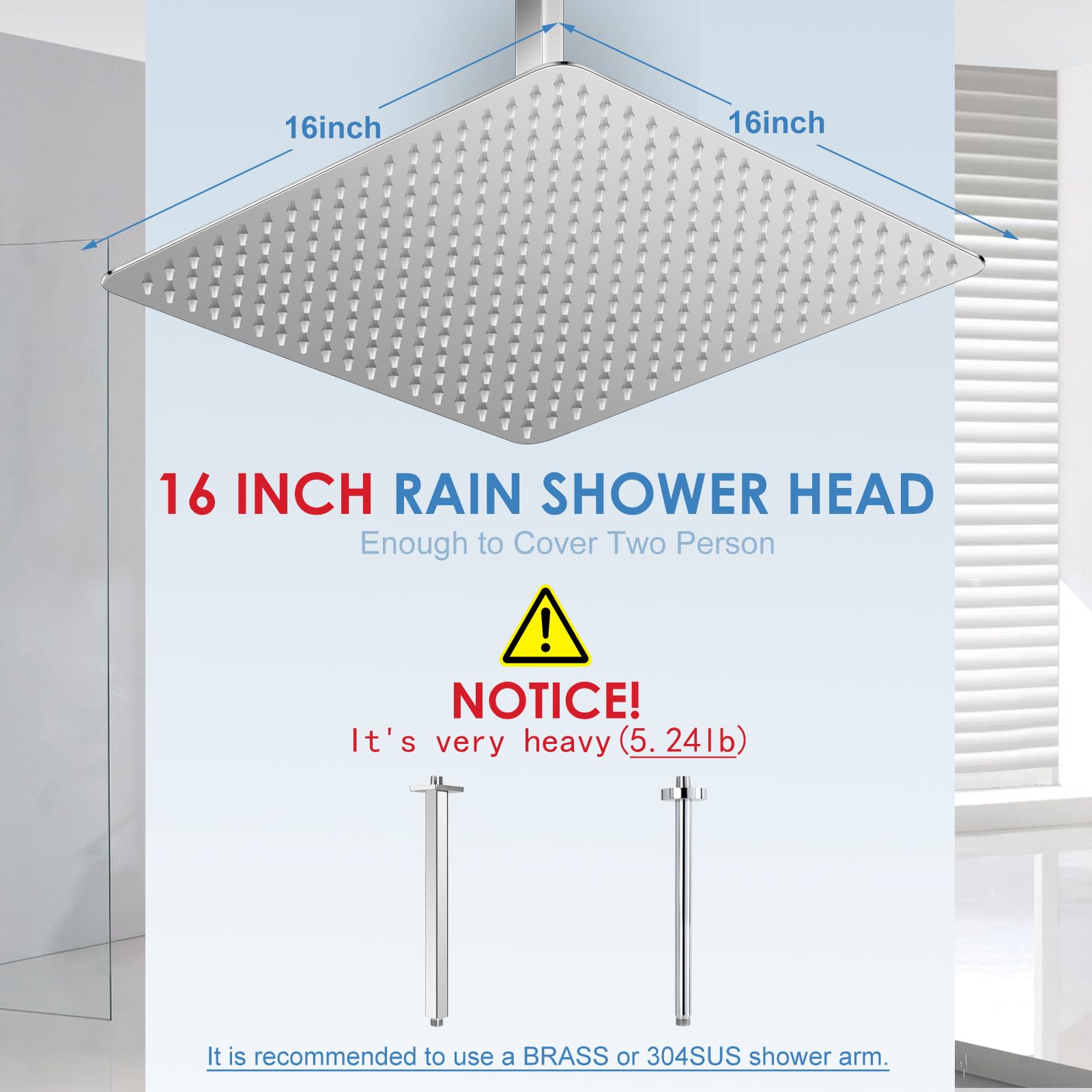 KINLIV square chrome face enhances a modern bathroom aesthetic.