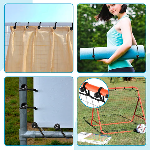 KintKita camping tarp securing bungee ball keeps tents stable in windy conditions.