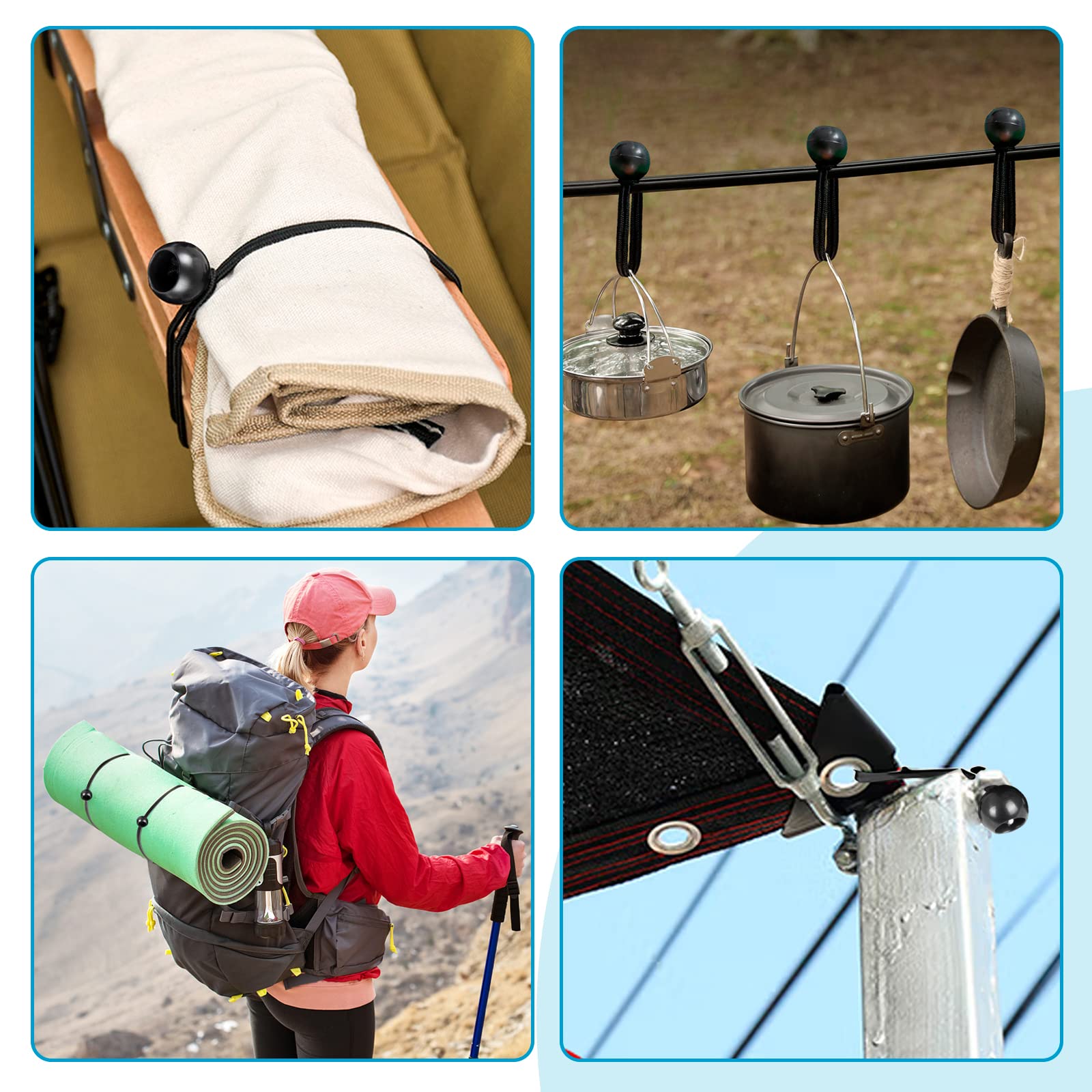 KintKita heavy-duty bungee ball 8in offers versatile tension for camping gear.