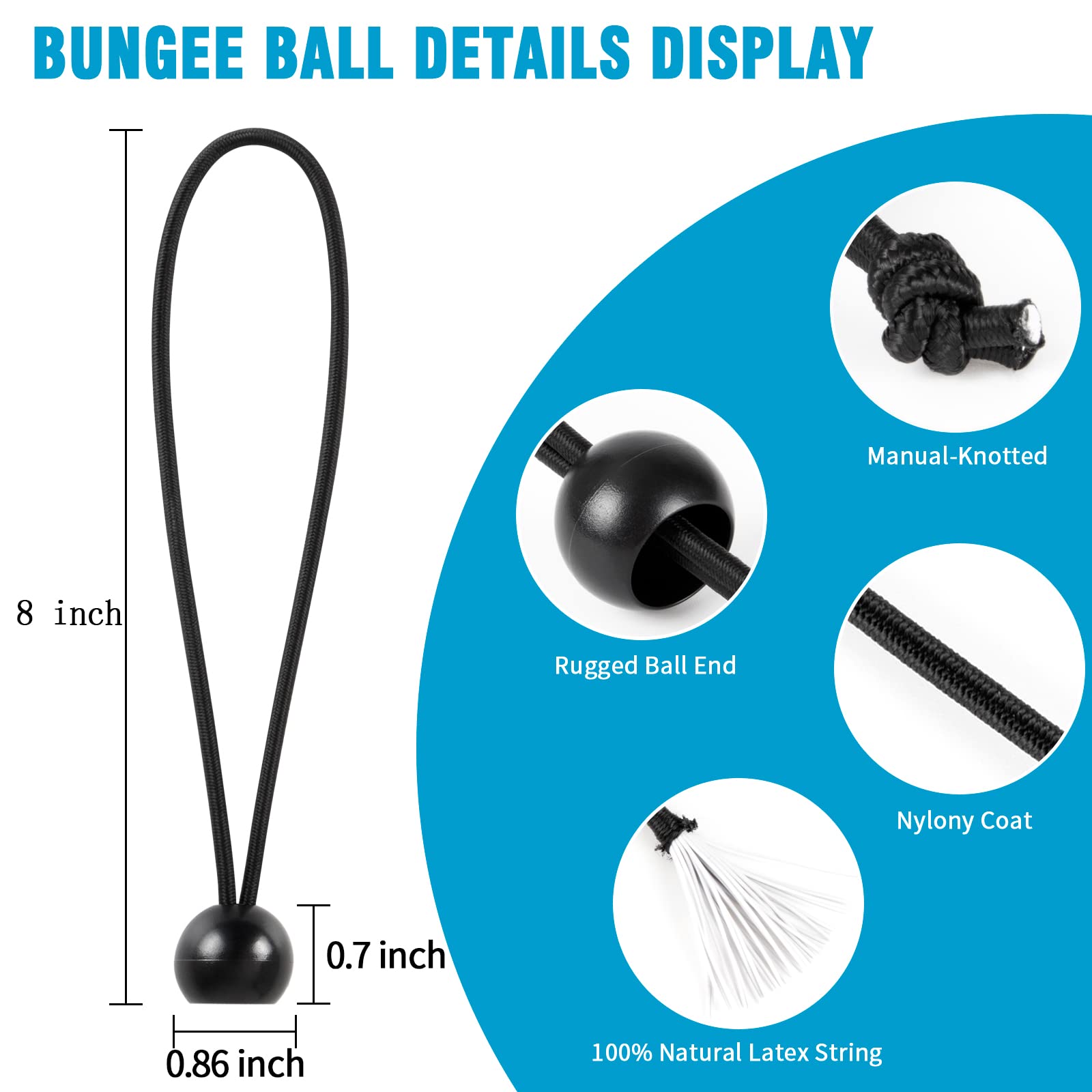 KintKita weather-ready bungee ball 8in resists rust and fraying for long outdoor use.