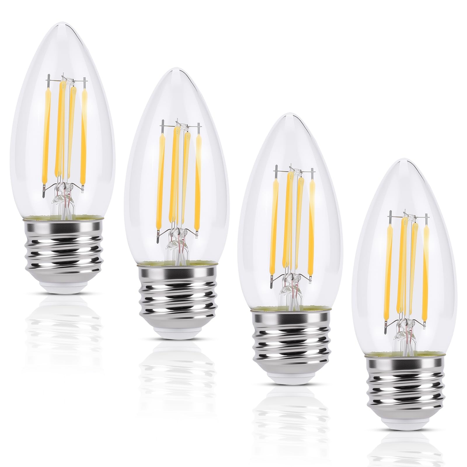 Kinur E26 B11 candelabra bulb pack delivers warm, efficient lighting for chandeliers.