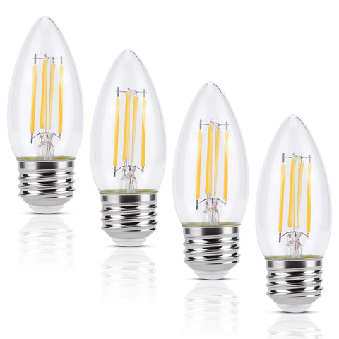 Kinur E26 B11 candelabra bulb pack delivers warm, efficient lighting for chandeliers.
