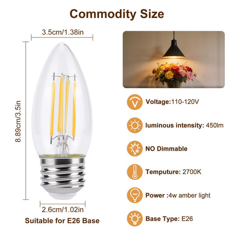 Kinur E26 B11 vintage Edison design bulbs add timeless style to fixtures.