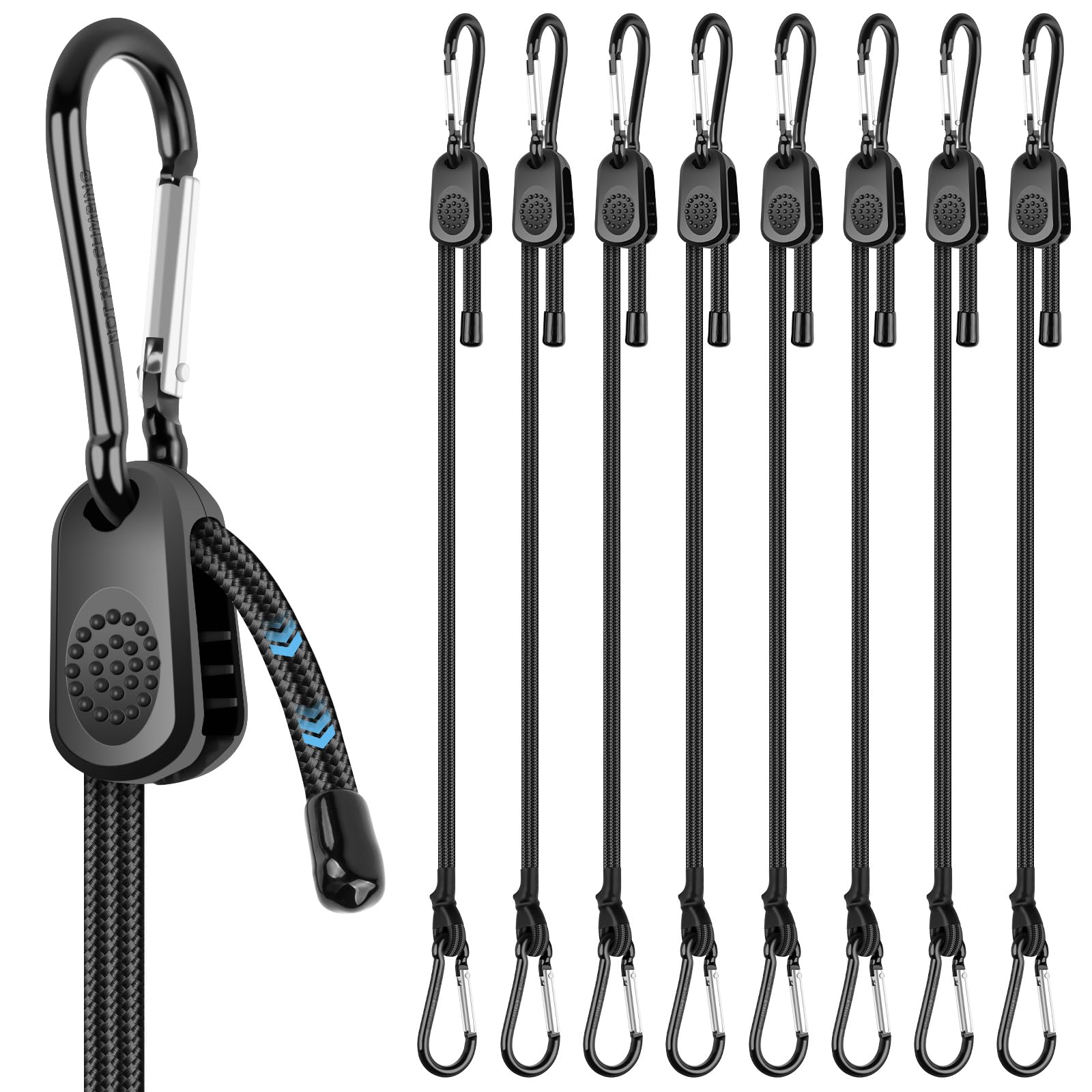 Kinzomor adjustable bungee cord extended from 7 to 48 inches for versatile securing.