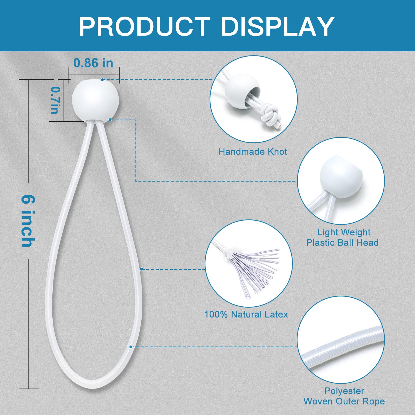 Kinzomor tarp ball bungee with grommet for quick setups