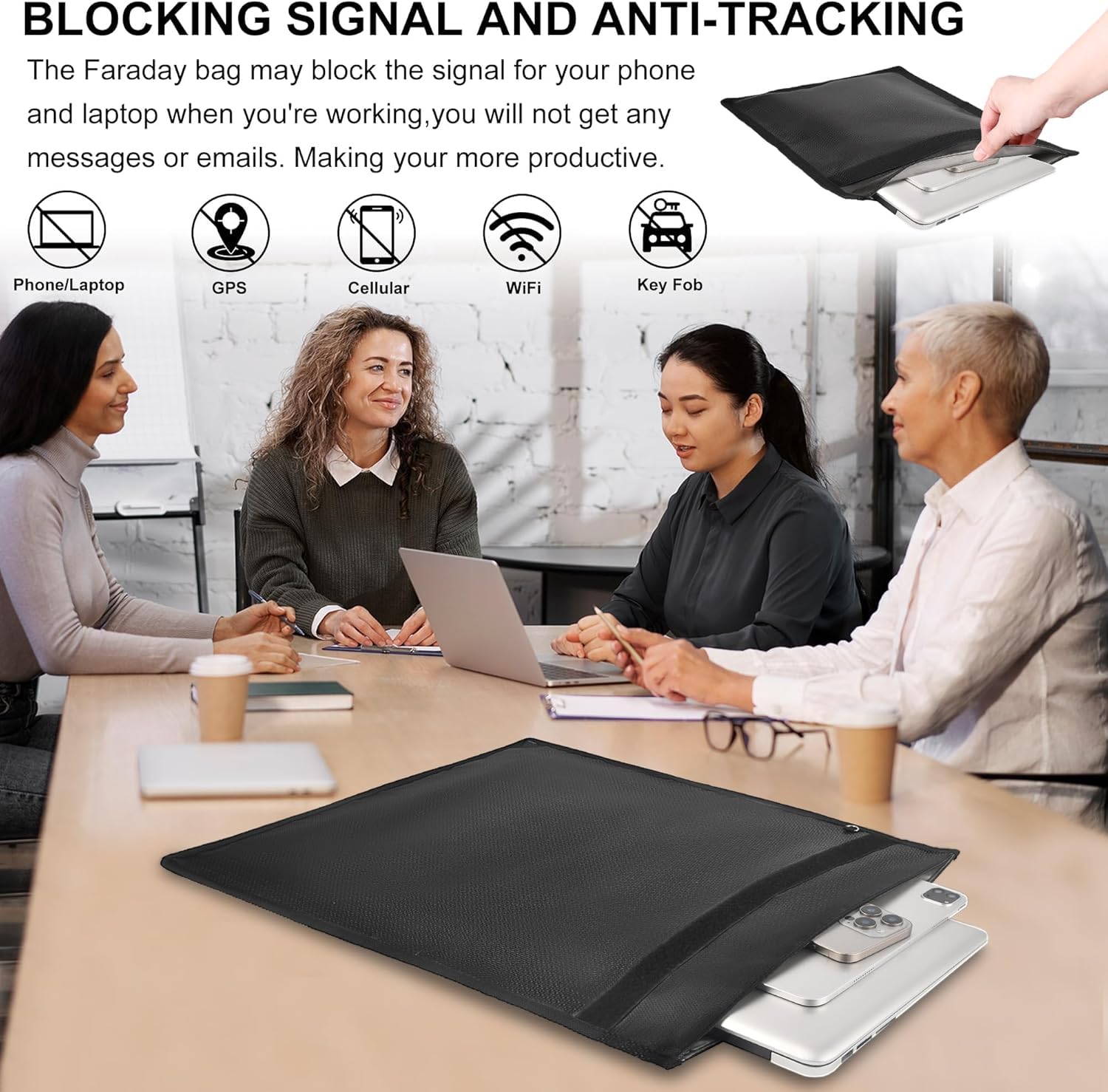 KIPHCA faraday bag cellphone keeps signals away while commuting.
