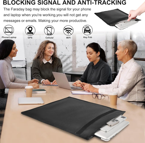 KIPHCA faraday bag cellphone keeps signals away while commuting.