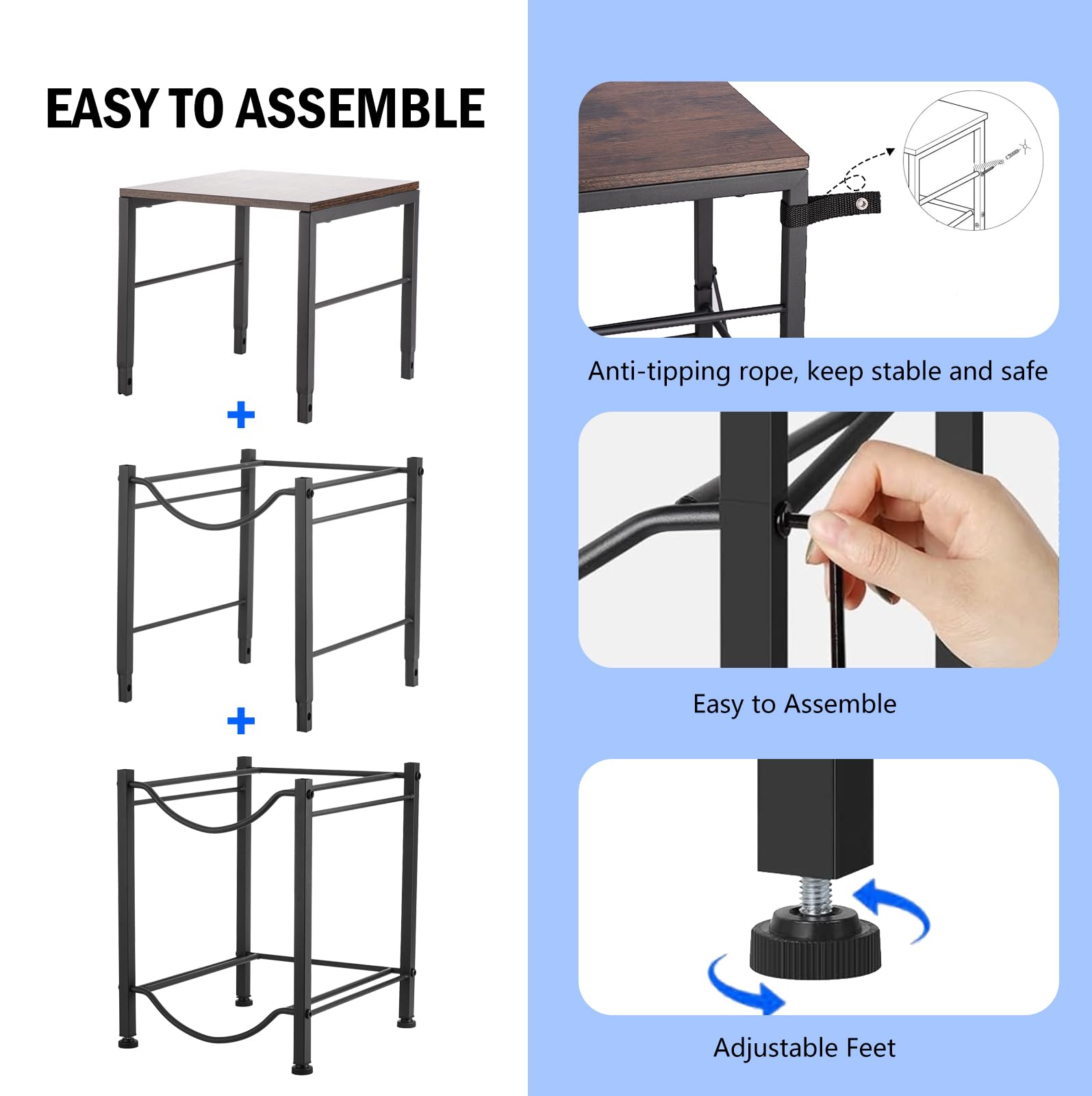 KIPHCA stable base with adjustable feet protects floors on uneven surfaces