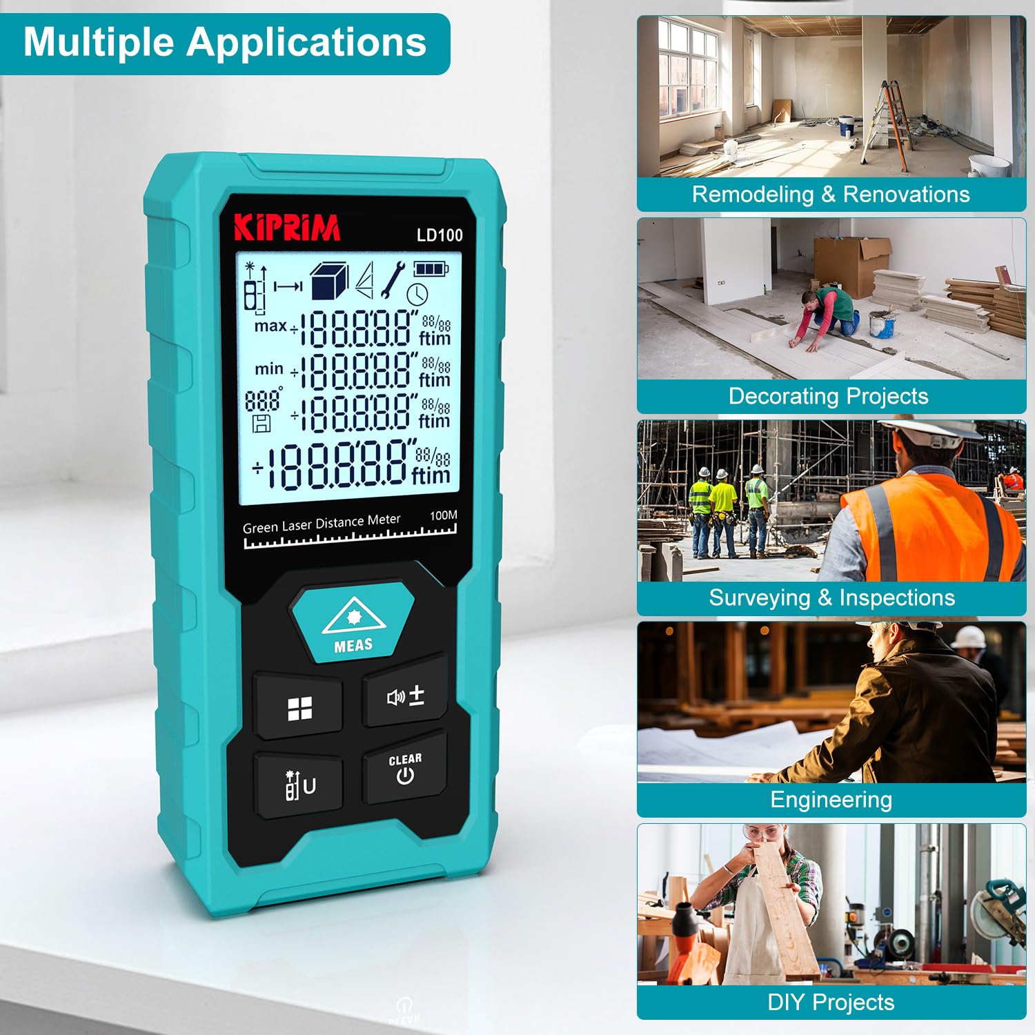Kiprim LD100 IP54 body withstands dust and splash on site.