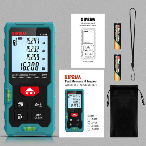 Kiprim LD50E includes carry bag and wrist strap for transport.