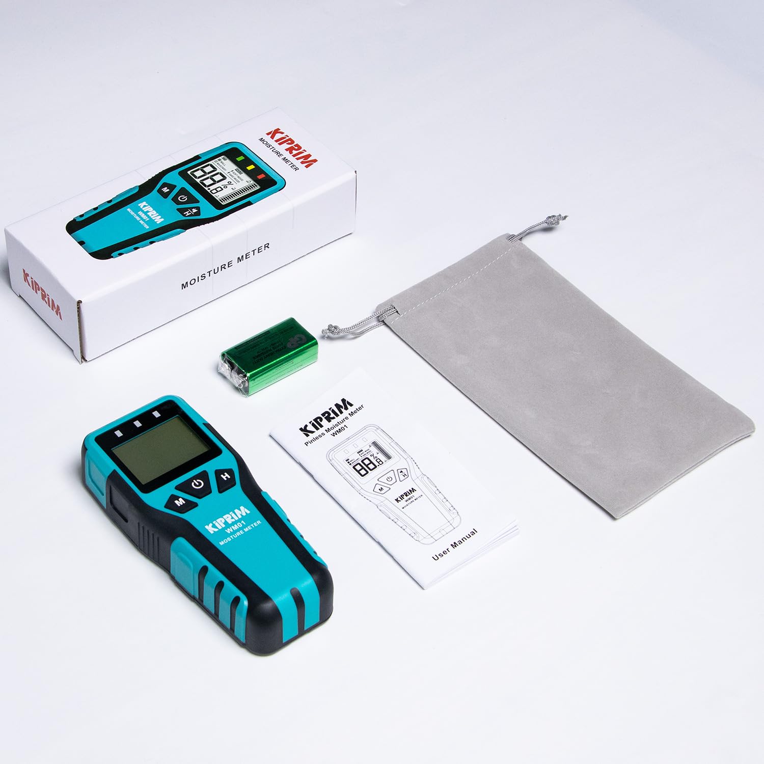 Kiprim WM01 includes manual, pouch, and battery for ready setup