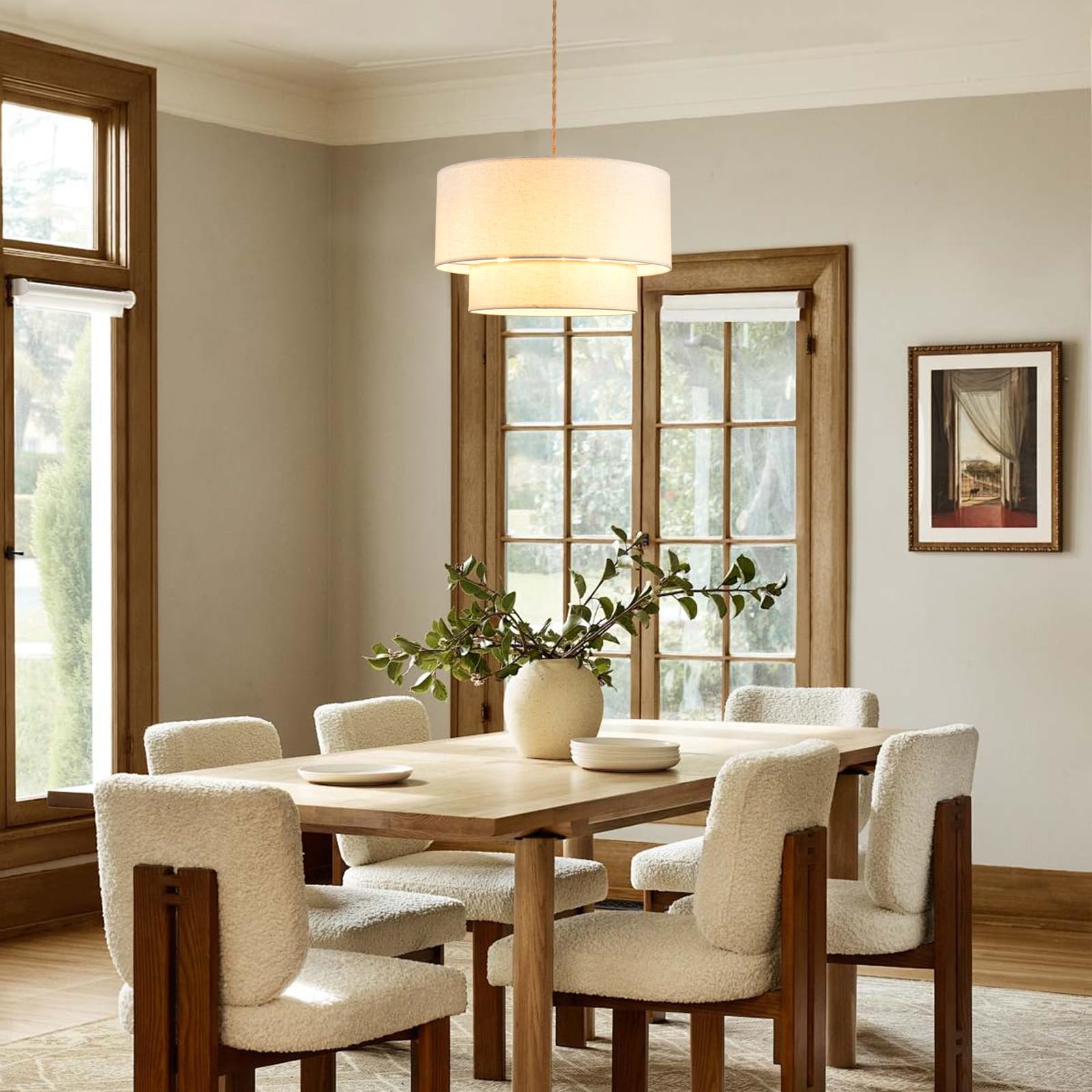 Kirahee 18-inch drum shade provides balanced, stylish silhouette.