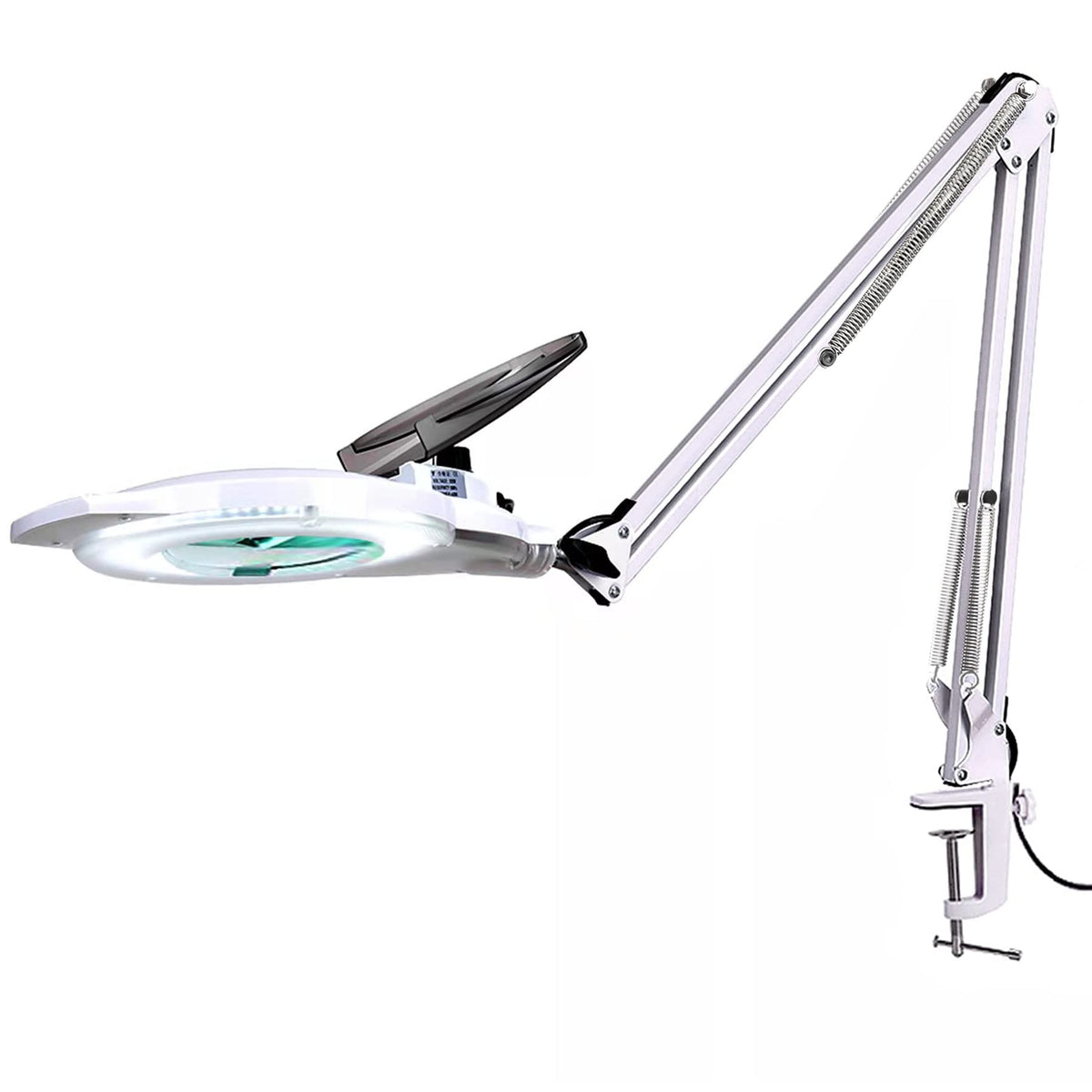 KIRKAS 10X LED magnifying lamp with clamp for precise close-up viewing