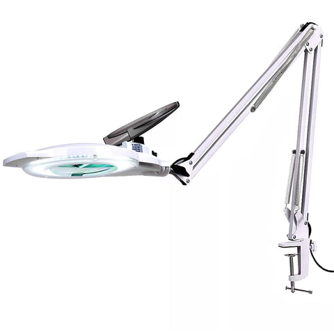 KIRKAS 10X LED magnifying lamp with clamp for precise close-up viewing