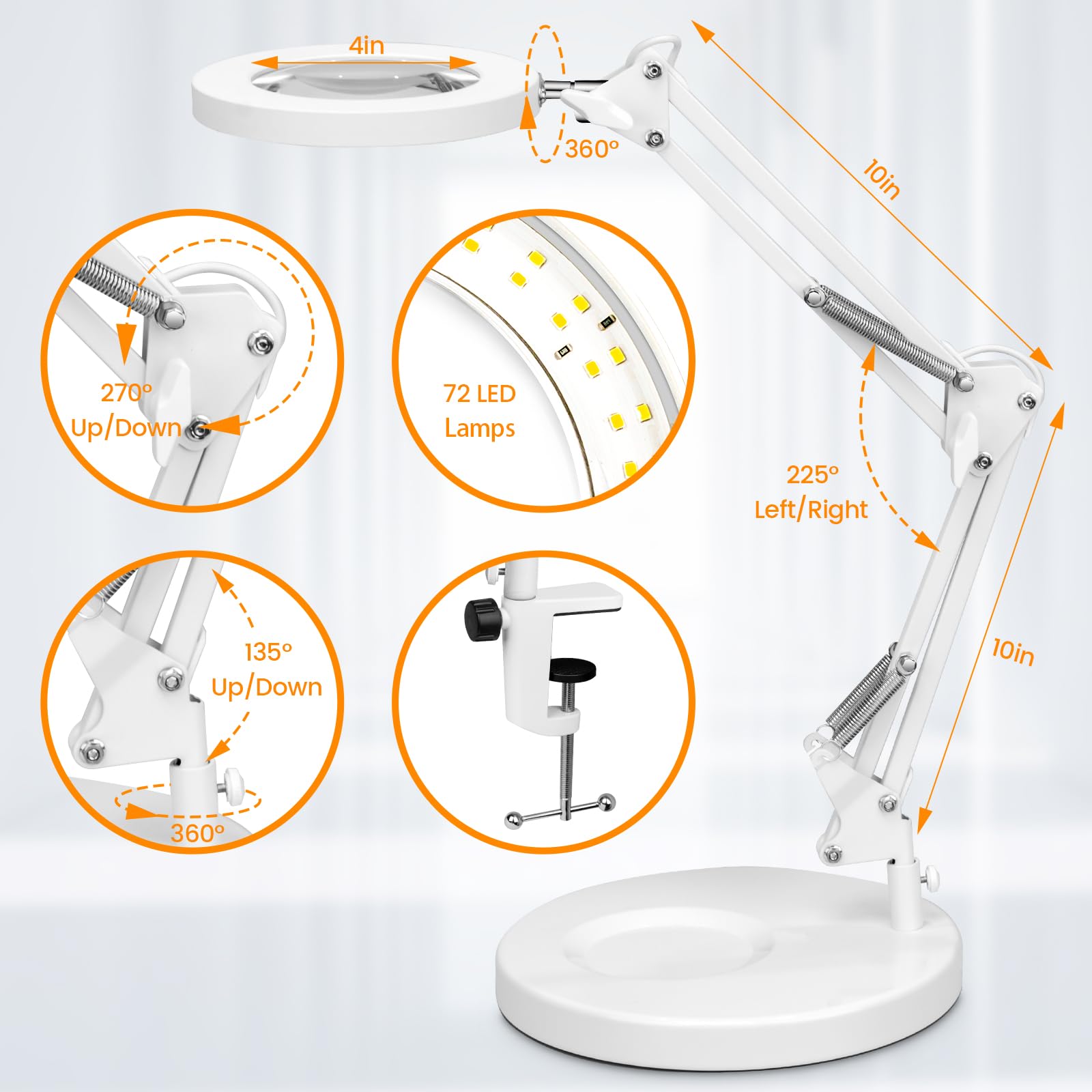 KIRKAS dimmable LED lighting offers three color modes for different tasks.