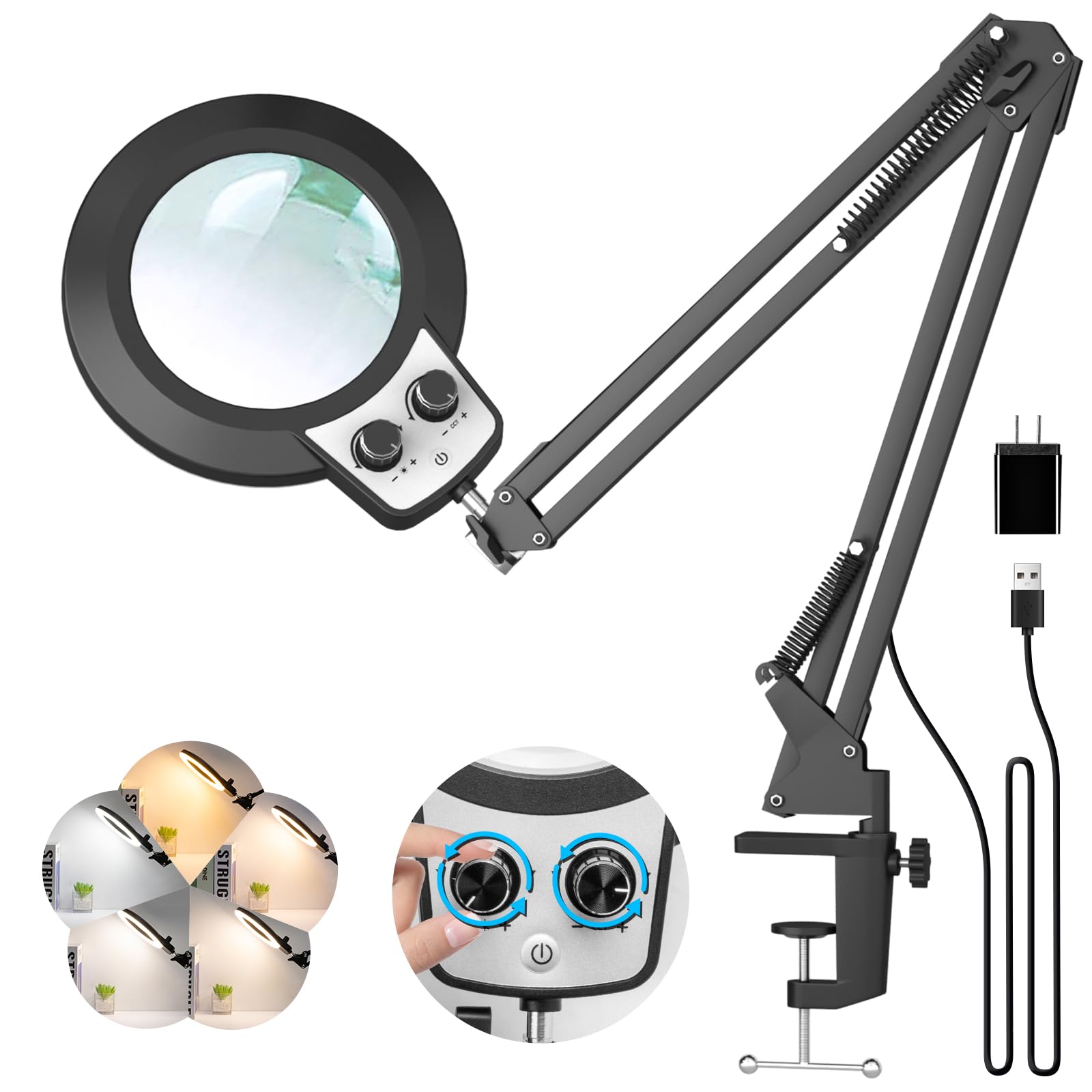 KIRKAS 12X LED magnifying glass lens for precise close-up tasks in crafts.