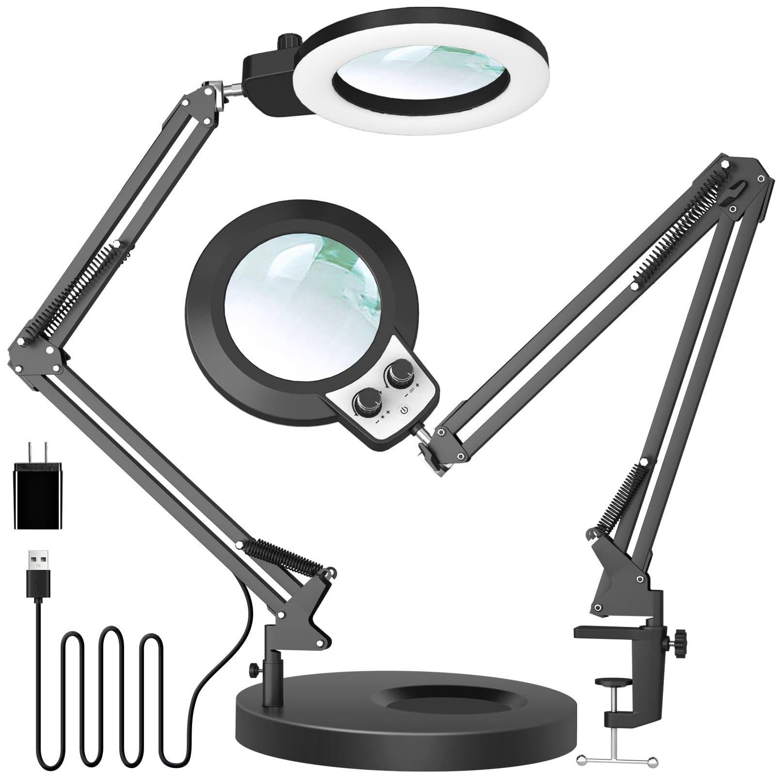 KIRKAS 12X magnifying glass with light base for precise close-up viewing.