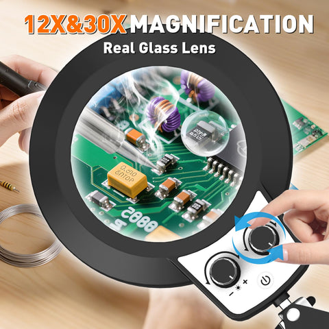 KIRKAS close-up of 12x optical glass lens in use
