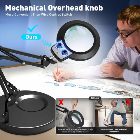 KIRKAS 2-in-1 desk lamp and clip ready for hands-free use.