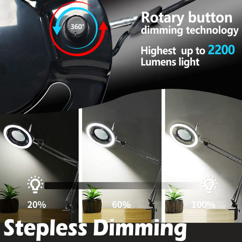 KIRKAS clip-mounted magnifier arm keeps hands free for precision work.