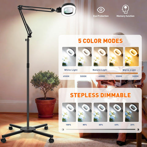 KIRKAS dual-function floor and desktop lamp adapts to study or craft tasks.