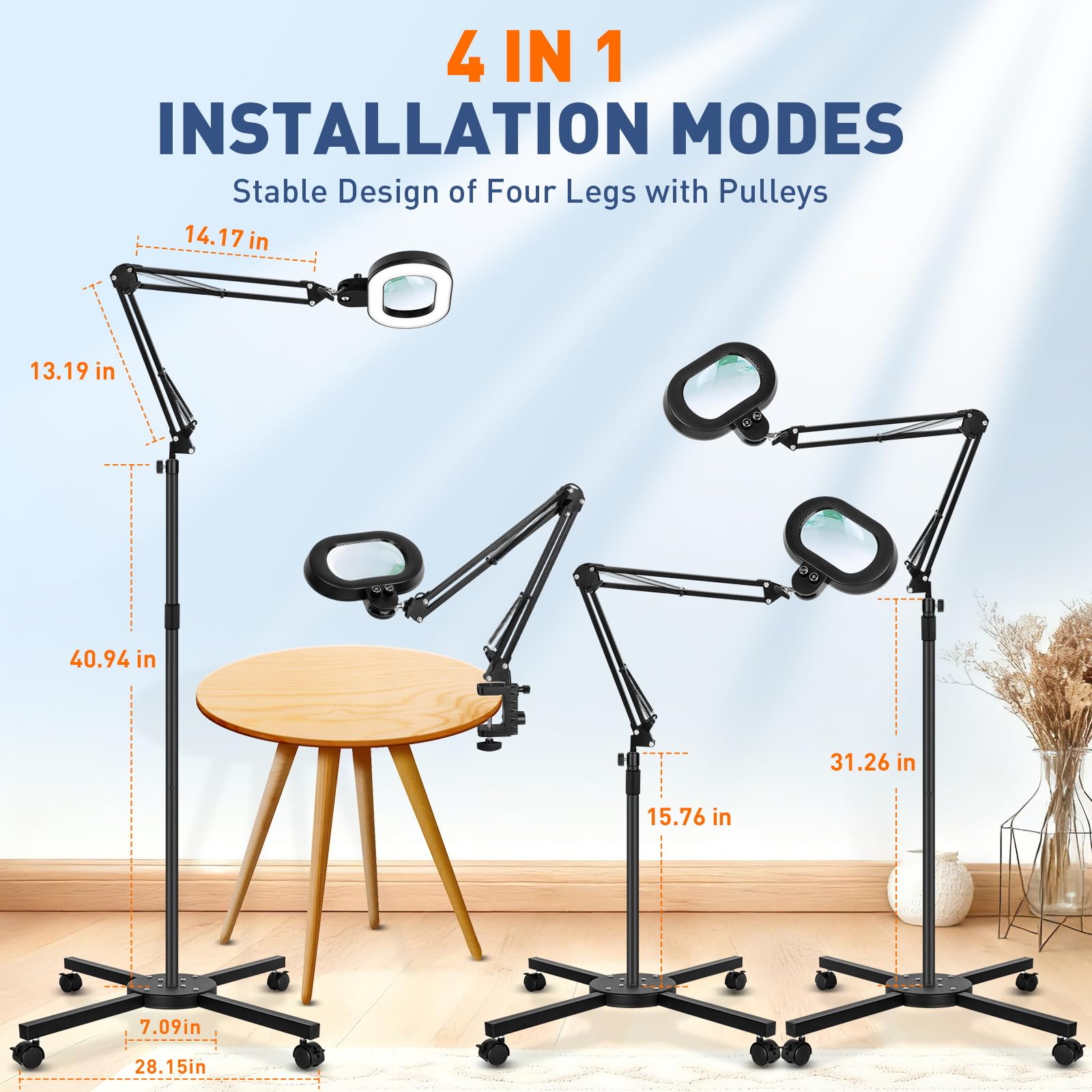 KIRKAS ergonomic rolling base moves easily for flexible workspace.