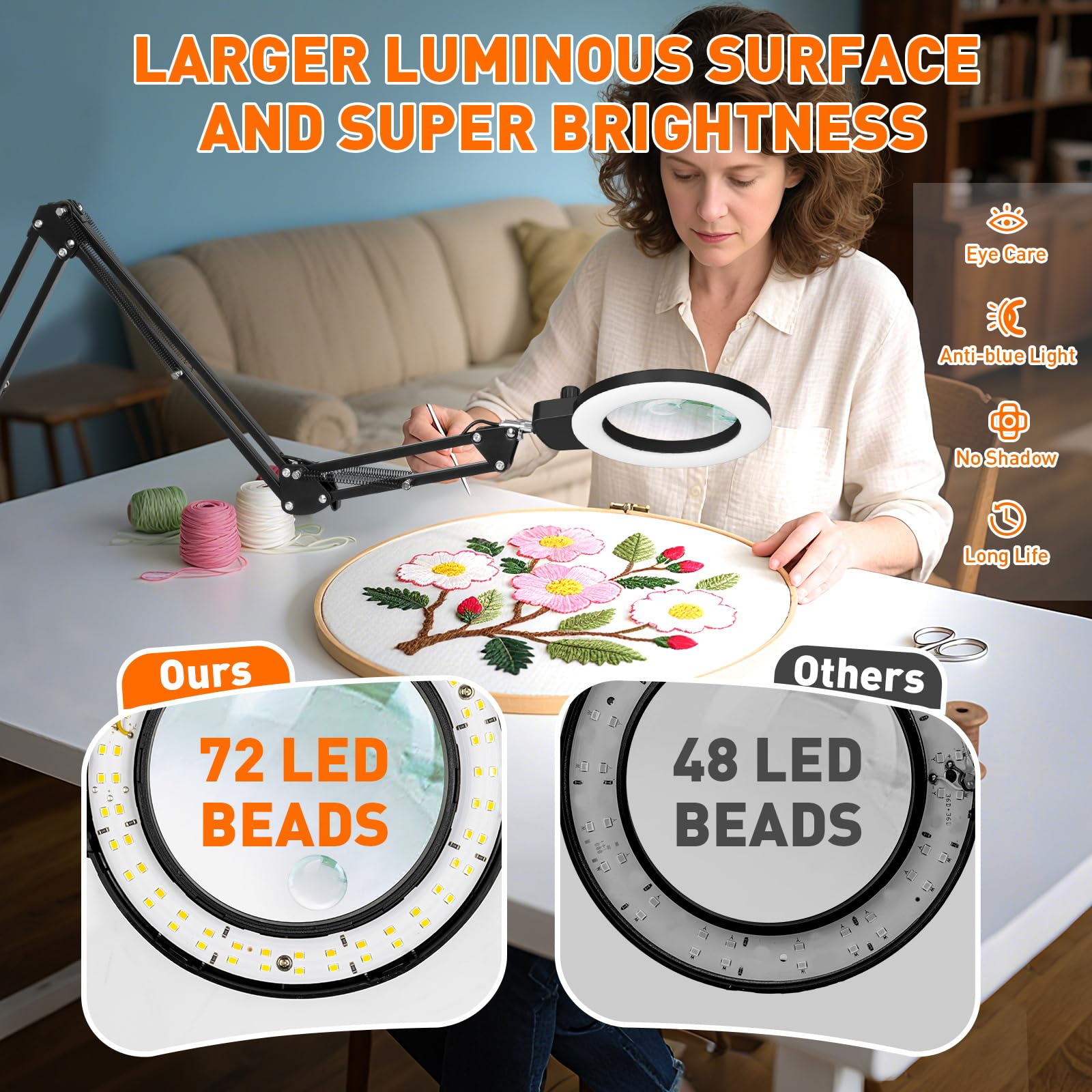 KIRKAS flicker-free eye-friendly LED lighting for long sessions