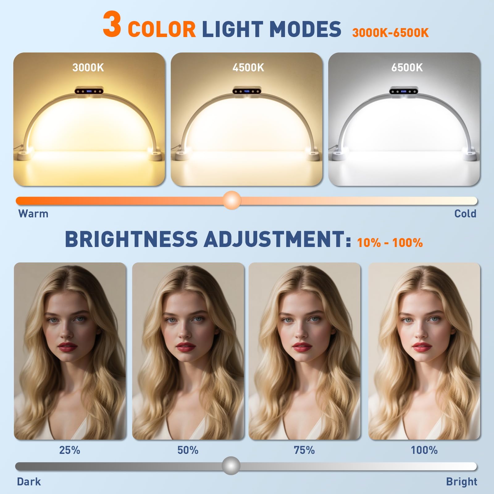 KIRKAS foldable arc lamp with display for quick studio setup