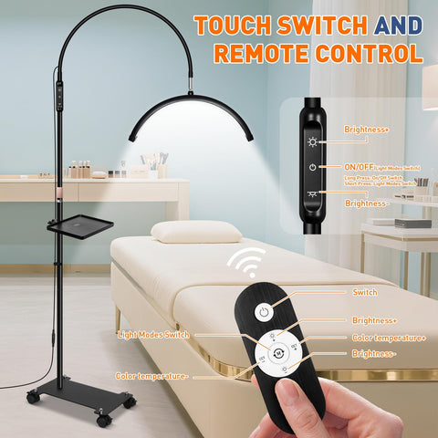 KIRKAS Height-adjustable lamp fits various treatment setups from 64 to 76 inches.