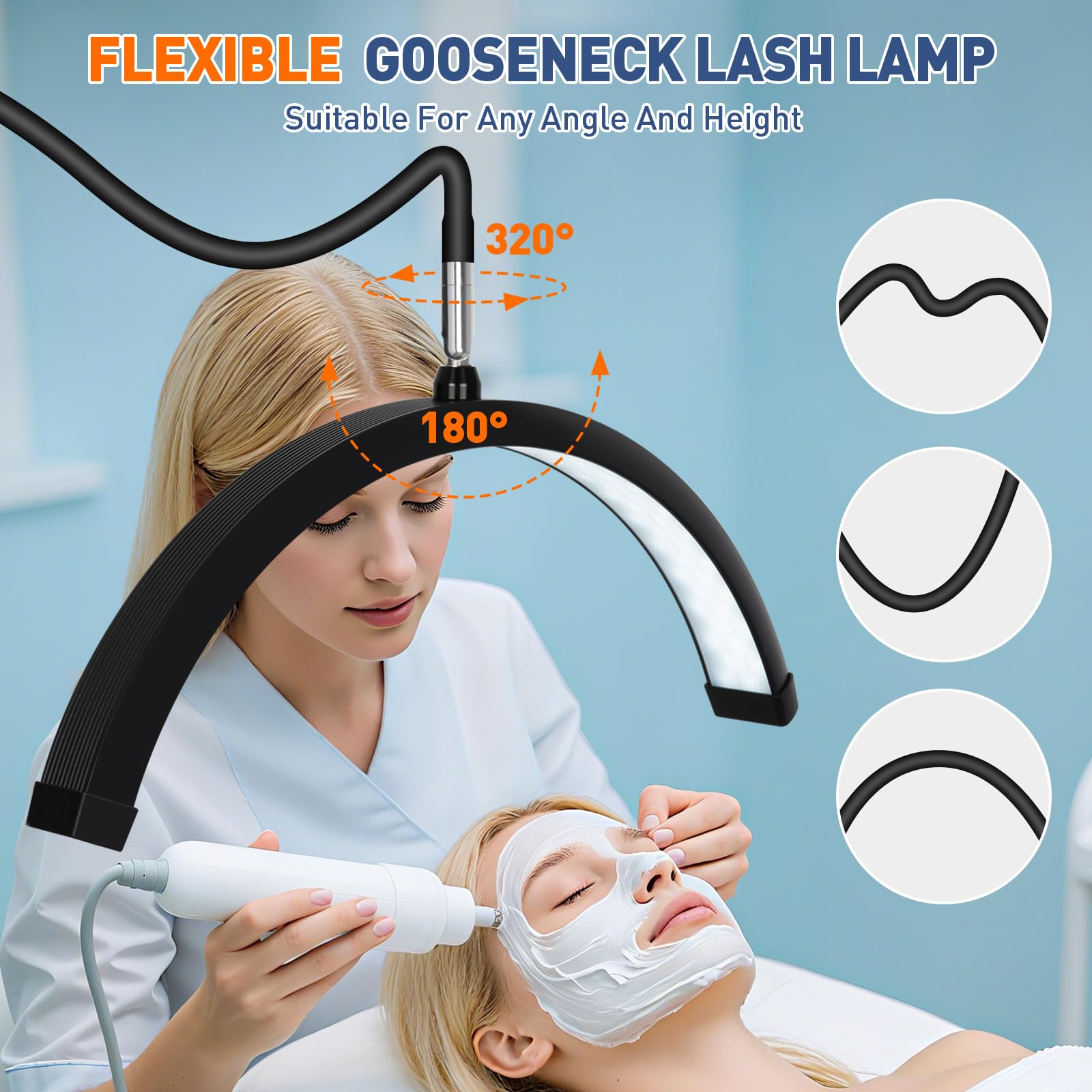 KIRKAS Lash Light Tool Tray attachment keeps small tools within reach during treatments.