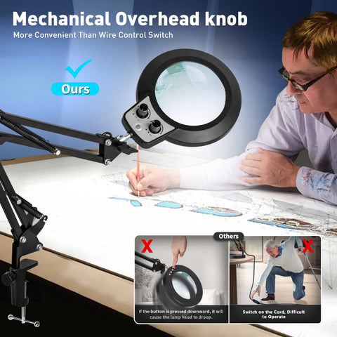KIRKAS magnifier light with color-temperature control for comfortable reading.