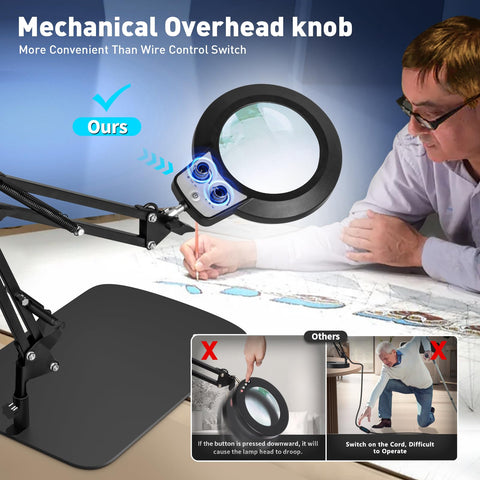 KIRKAS magnifying lamp on a stand providing clear illumination for jewelry work.