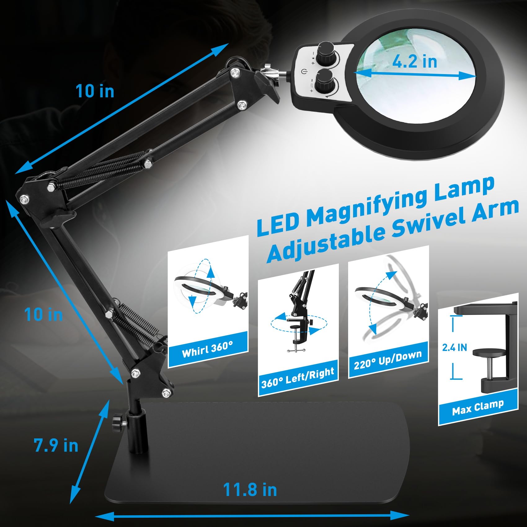 KIRKAS memory function saves preferred lighting settings for quick setups.