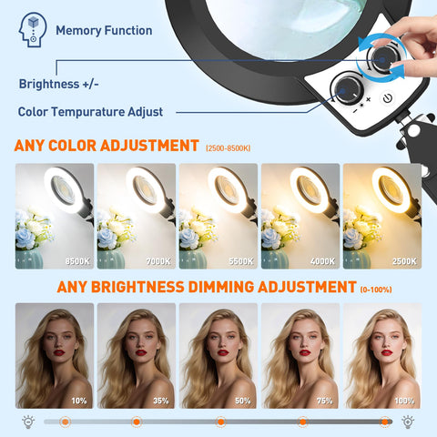 KIRKAS memory function maintains brightness settings for quick setup.