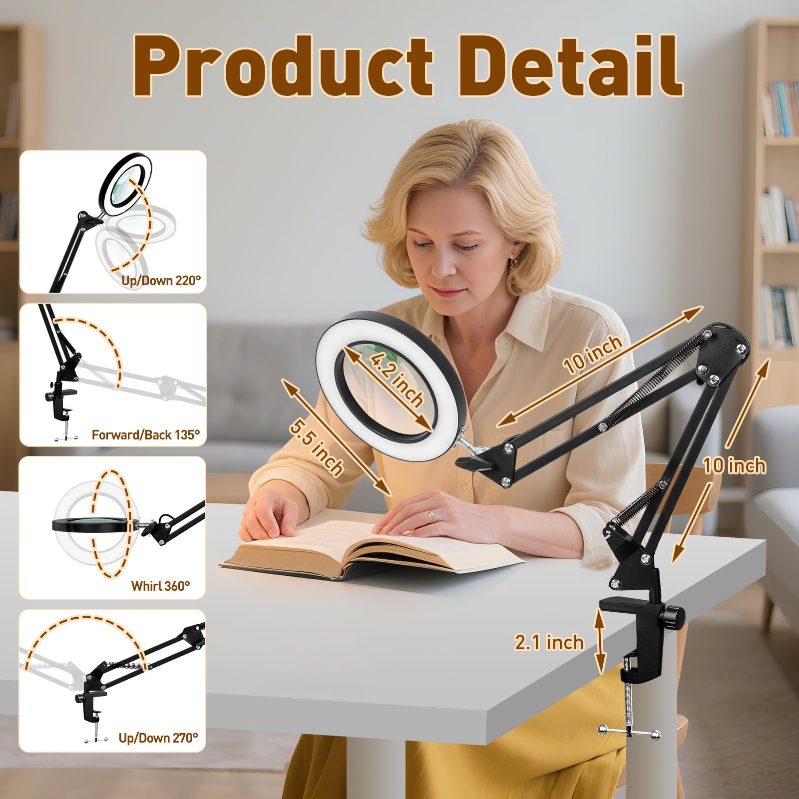 KIRKAS real glass lens delivers distortion-free magnification for fine tasks.
