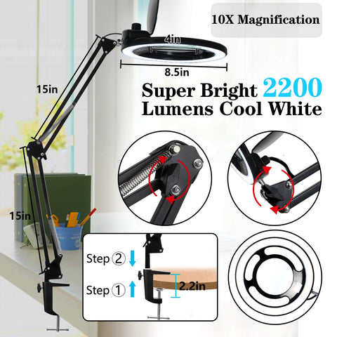 KIRKAS rotary-dimmable light head allows brightness control for any task.