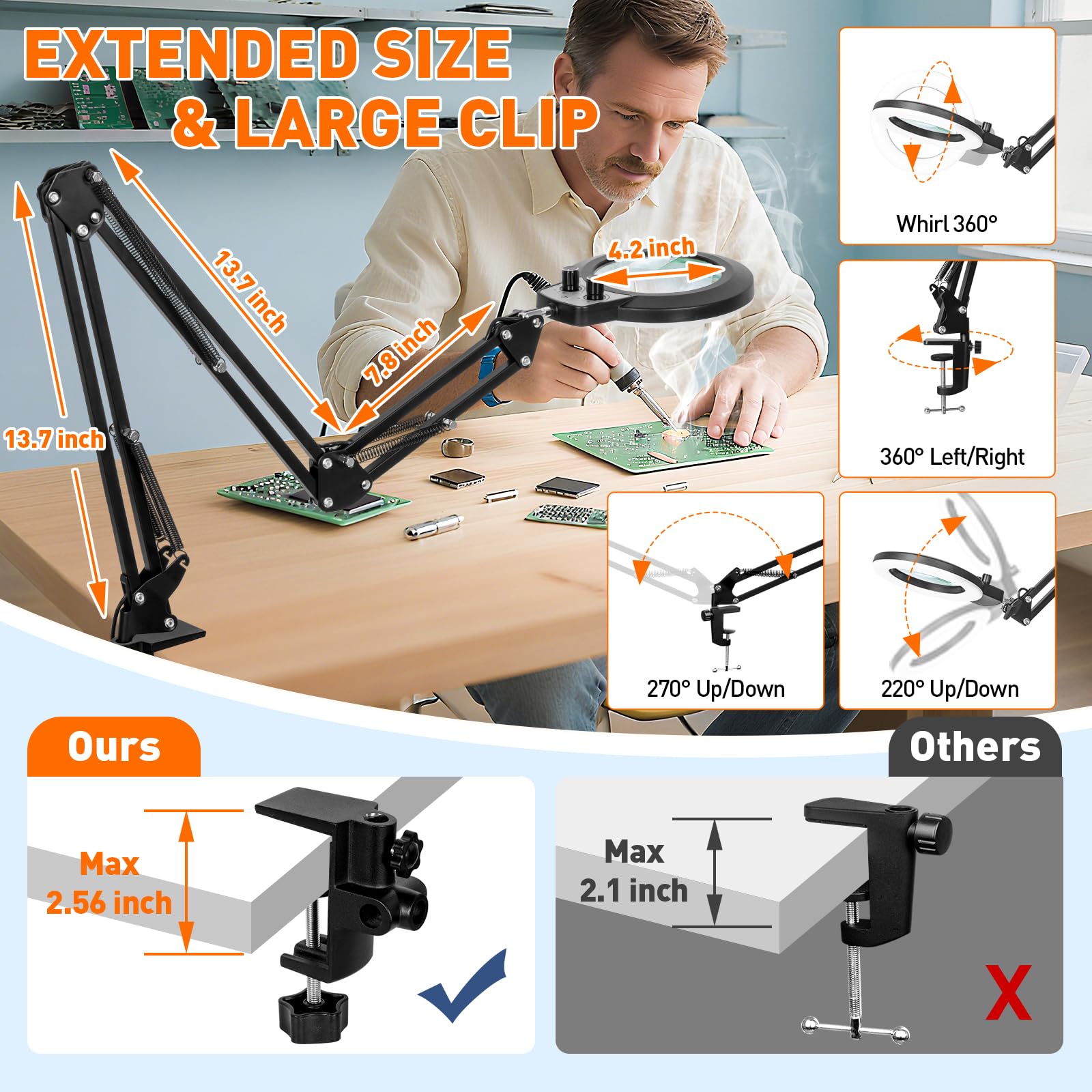 KIRKAS scratch-resistant desk clamp prevents desk damage during use.