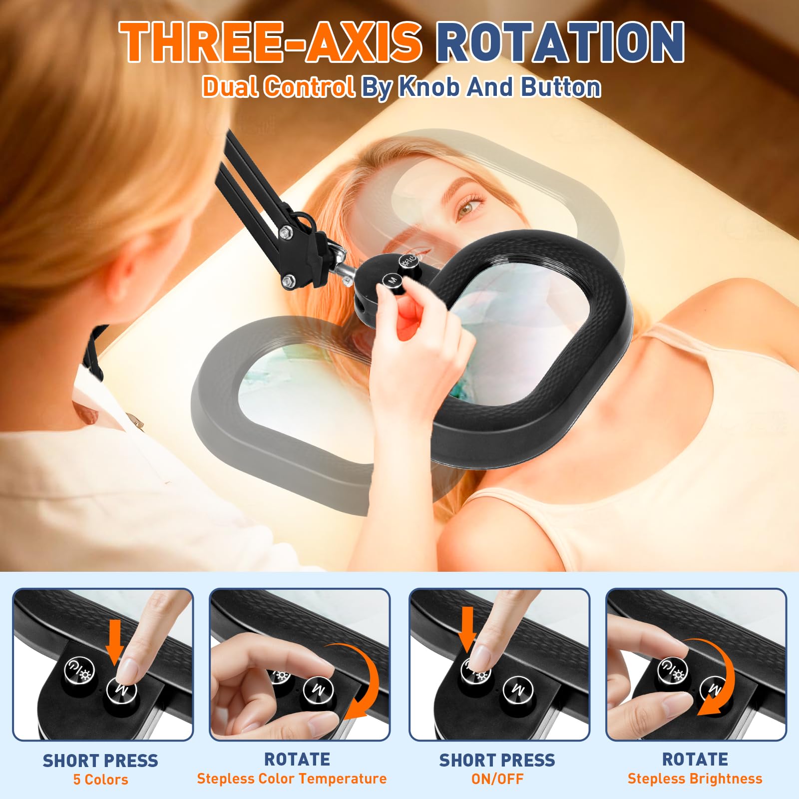 KIRKAS three-axis lamp head for versatile lighting in any angle.