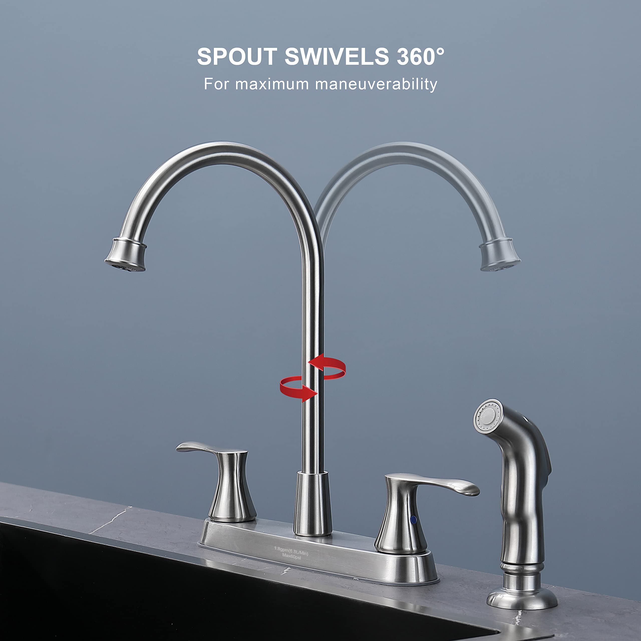 Close-up of KirlystonE fingerprint-resistant brushed nickel finish