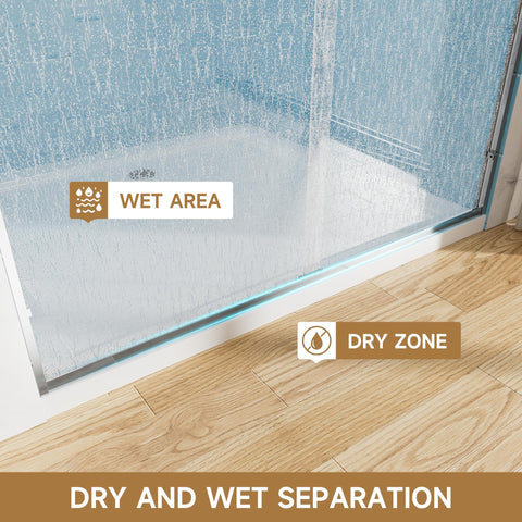 KisaTub bottom rail directs water back into the shower to reduce leaks.