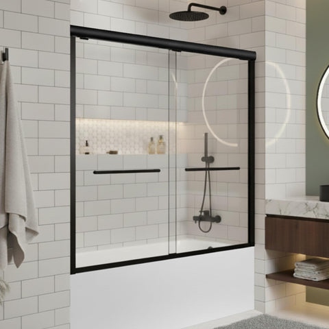 KisaTub sliding door glass panel with tempered glass for a durable, easy-to-clean shower entry.