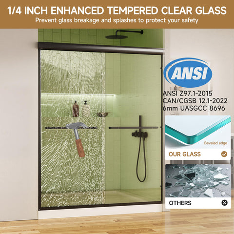 KisaTub sliding glass door features 1/4-inch tempered glass for safer, smoother openings.